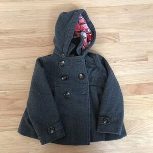 Mini Boden Gray Wool Peacoat, Sz 4-5